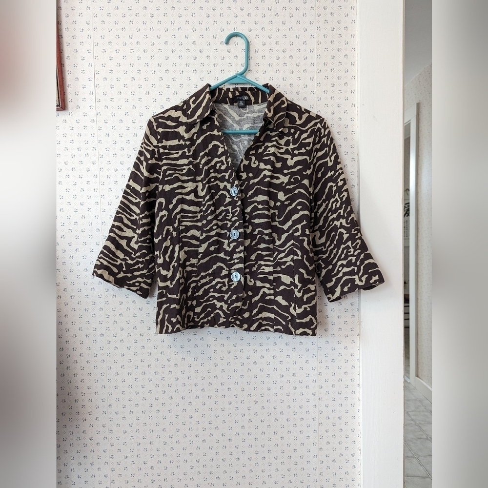 East 5th Blazer LinenCrop Light Jacket PM cotton linen animal print
